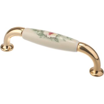 Porcelænsgreb "Roma" Ivory / Blank Messing