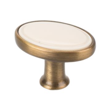 Møbelknop "Bourg Oval" Bruneret Børstet / Beige
