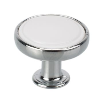 Møbelknop "Bourg" Blank chrom / Hvid