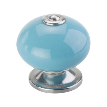 Porcelænsknop "Multi" Blank Chrom / Blå