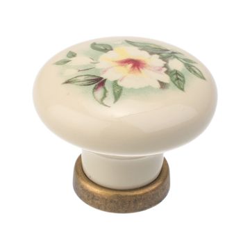 Porcelænsknop "Roma" Ivory / Bruneret