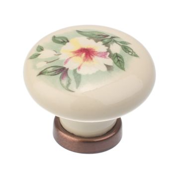 Porcelænsknop "Roma" Ivory / Gammel Bronze