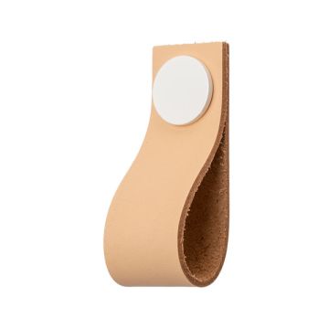 Møbelknop 'Plain' Beige Læder / Hvid