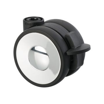 Møbelhjul 'Ring' Ø 65 Sort / Chrom med Bremse