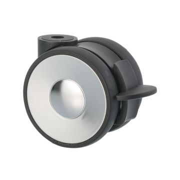 Møbelhjul 'Ring' Ø 75 Sort / Chrom med Bremse
