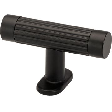 T-Knop 'Fluted' Sort Ribbet