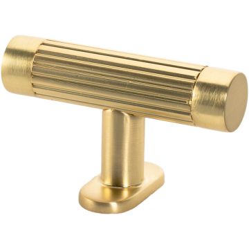 T-Knop 'Fluted' Messing Børstet Ribbet