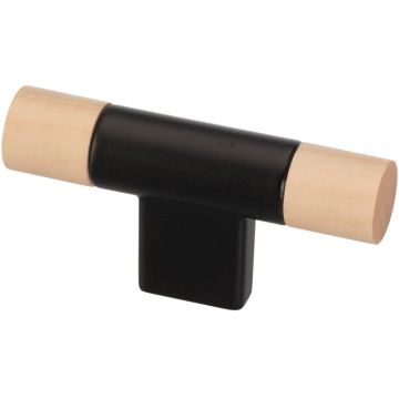 T-Knop 'Round' Sort / Ahorn Natur