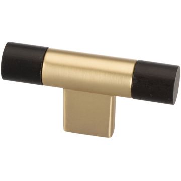 T-Knop 'Round' Børstet Guld / Ahorn Sort