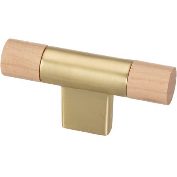 T-Knop 'Round' Børstet Guld / Ahorn Natur